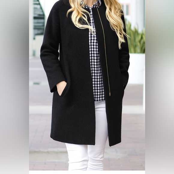 J. Crew Factory Wool Blend Collarless Coat - Picture 1 of 7